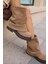Depay Kadın Kahverengi Gercek Deri Suet Katlama Detay Bot 5