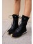 Carmira Kadin Siyah Gercek Suet Boksor Sneaker Bot 8