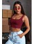 Kadın Bordo Kalın Askılı Crop Top Büstiyer 3