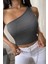 Kadın Koyu Gri Tek Omuz Crop Büstiyer 1