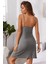 Kadın Gri Ip Askılı Penye Gecelik 2
