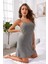 Kadın Gri Ip Askılı Penye Gecelik 5