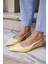 Haris Kadın Tereyag Sarısı Gercek Deri Mını Topuklu Slingback Ayakkabi 5