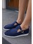 Orbita Kadin Lacivert Gercek Deri Suet Loafer Ayakkabi 3