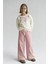 Çiçek Simli Kabartma Baskılı Sweat & Geniş Paça kız çocuk takım - Pembe 2