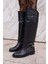 Scarles Kadın Siyah Gercek Deri Çizme 1
