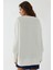 Kadın Ön Yırtmaçlı Yuvarlak Yaka Büyük Boy Sweatshirt Beyaz Beyaz 4