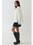 Kadın Ön Yırtmaçlı Yuvarlak Yaka Büyük Boy Sweatshirt Beyaz Beyaz 5
