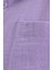 Kadın Oversize Geniş Kesim %100 Pamuk Müslin Kumaş Uzun Kollu Cepli Dokulu Açık Mor Gömlek 6