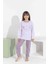 Kız Çocuk Interlok Pijama Takımı Uzun Kollu Rahat Kesim 8407 Lila 4