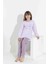 Kız Çocuk Interlok Pijama Takımı Uzun Kollu Rahat Kesim 8407 Lila 5