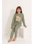 Kız Çocuk Uzun Kollu Pamuklu Ayıcık Baskılı Pijama Takımı 8404Y 2