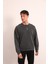 Antrasit Asit Yıkamalı Önü Baskılı Arkası Baskı ve Nakış Detaylı Sweatshirt 5