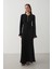 Siyah Düğme Detaylı Uzun Elbise - 1725 6