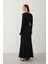 Siyah Düğme Detaylı Uzun Elbise - 1725 7