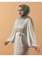 3003 Stilife Pileli Saten Elbise 4