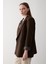 Kahverengi Çizgili Astarlı Kolu Katlamalı Blazer Ceket - 7560 9