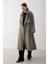 Haki Lucky Düğme Detaylı Oversize Trençkot 6