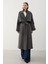 Antrasit Lucky Düğme Detaylı Oversize Trençkot 6