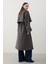Antrasit Lucky Düğme Detaylı Oversize Trençkot 7