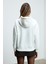 LUKKIS Kadın Yumuşak Kumaşlı Nakışlı Kapüşonlu Ekru Sweatshirt 6