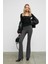 LYSAVINE Kadın Esnek Kumaşlı Slim Fit Koyu Gri Pantolon 1