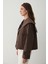Kahverengi Sakura Geniş Yaka Kısa Trençkot - 7530 11