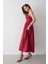 Kırmızı Bel Detaylı Poplin Elbise 7