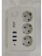 Fly 3406-01 3lü Anahtarlı 2.1A 3usb Şarj Çıkışı 2mt Anahtarlı Akım Korumalı Priz Çocuk Koruması 2