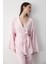 Pembe Pamuklu Kimono Bol Paça Pantolon Takım 11