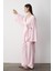 Pembe Pamuklu Kimono Bol Paça Pantolon Takım 12