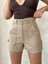 Kemer Detaylı Gabardin Şort Bej S25289 1