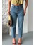 Mom Fit Kar Yıkama Bıyık Detaylı Jeans Pantolon D2006 7