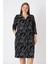 Kadın Büyük Beden Siyah Desenli Likralı Cepli Anvelop Jakarlı Elbise 1