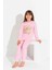 Kız Çocuk Uzun Kollu Pamuklu Ayıcık Baskılı Pijama Takımı 8404 Pudra 5