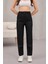 Kadın Yüksek Bel Havuç Model Beli Lastikli Dar Paça Pantolon 2