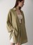 Kadın Pamuklu Haki Flam Keten Kimono 8