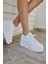 Vardy Kadın Beyaz Pullu Bagcıklı Dolgu Topuklu Gelın ve Gunluk Kullanım Uygun 1