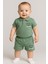 Yeşil "your Bear" Nakışlı Polo Yaka Şortlu Bebek Takımı - Yazlık 2'li Set 1109 5
