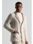 Kaşmir-Ipek-Yün Karışım M Desenli Açık Bej Triko Blazer Ceket 1