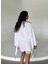 Beyaz Pamuk Düğme Detaylı Kemerli Keten Kimono 6