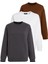 Kahverengi/füme/ekru Bisiklet Yaka Basic 3'lü Paket Sweatshirt MG2595 1