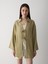 Haki %100 Pamuk Keten Bağcık Detaylı Kimono Bluz 6