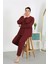 Kadın Büyük Beden Uzun Kol Penye Pijama Takımı Bordo 3