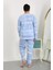 Kadın Büyük Beden Uzun Kol Penye Pijama Takımı Mavi 2