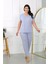 Kadın Büyük Beden Kısa Kol Penye Pijama Takımı Lila 1