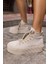 Corcy Kadın Bej Gercek Suet Sneaker Bot 8
