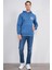 Çetinkaya Chester Polo 4227 3 Iplik Kapüşonlu Baskılı Indigo Sweatshirt 2