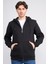 Çetinkaya Mentality 3034 Erkek 3 Iplik Kapüşonlu Fermuarlı Sweatshirt Siyah 2