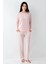 Kadın Düğmeli Bisiklet Yaka Uzun Kollu Pijama TAKIMI-9086 2